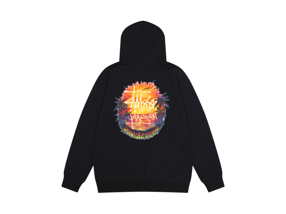 Stussy Zip Up Hoodie Multi Graphic Letter Print Streetwear Jacket