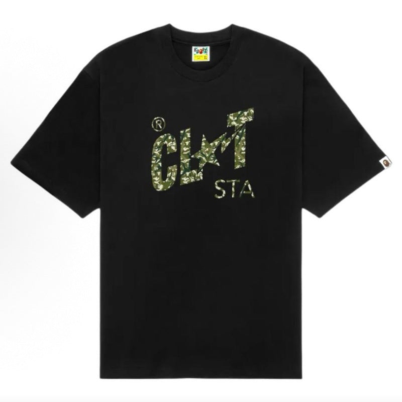 BAPE Ape Head Camo Shark Print Crew Neck Short Sleeve T‑Shirt Unisex