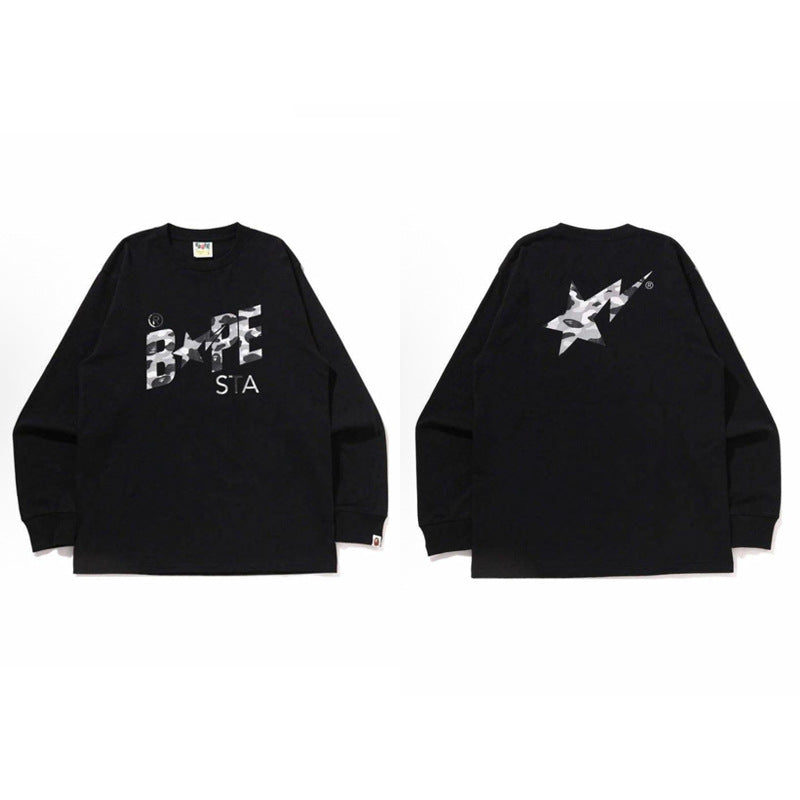 Bape Baby Milo Camo Ape Head Graphic Oversized Long Sleeve Tee Street