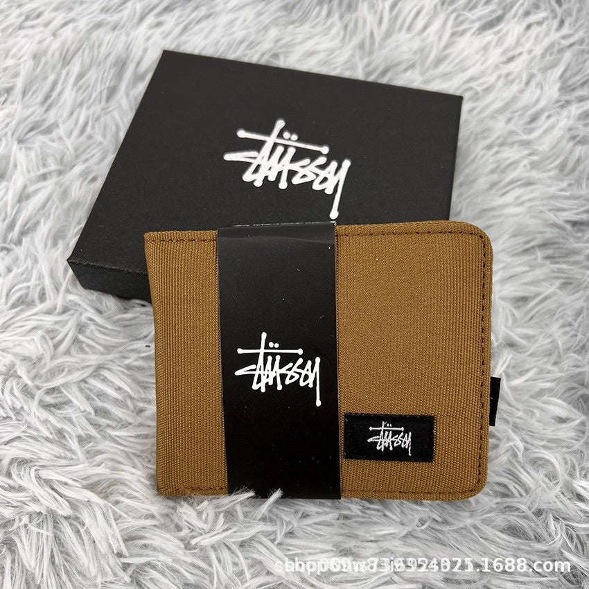 Stussy Canvas Bifold Wallet Multi Pattern Card Holder Coin Purse