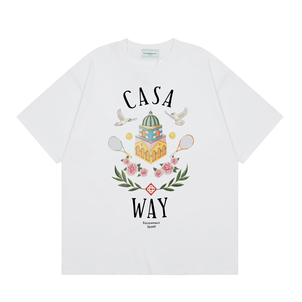 Casablanca Multi‑Print Tennis Floral Graphic Oversized Tee Streetwear