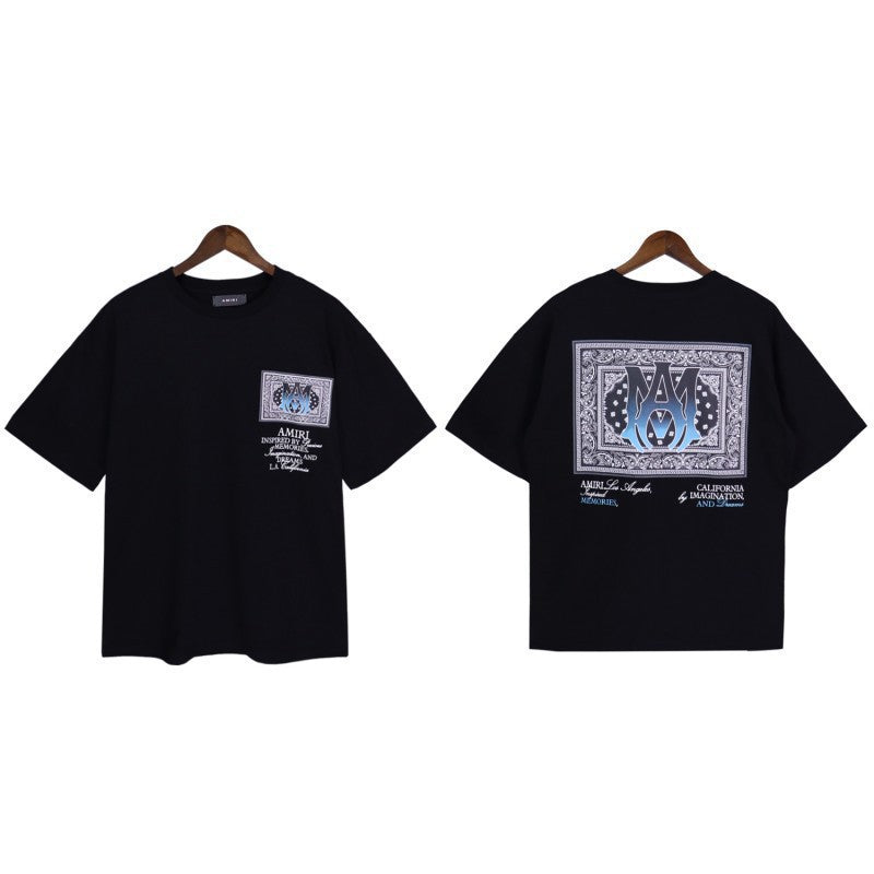 Amiri Multi‑Pattern Letter Graphic Oversized Tee Streetwear Unisex