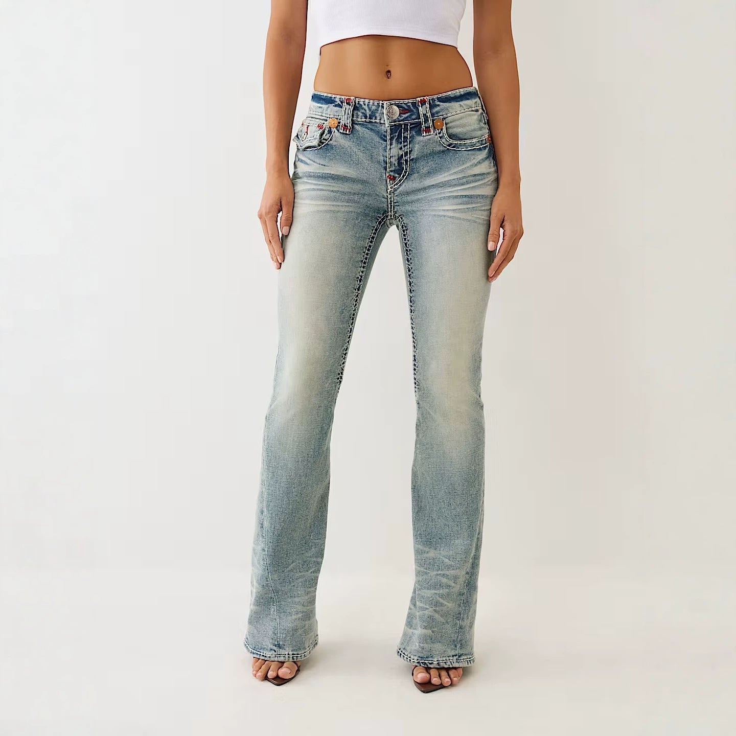 True Religion Horseshoe Embroidery Micro Flare Jeans Women Y2K
