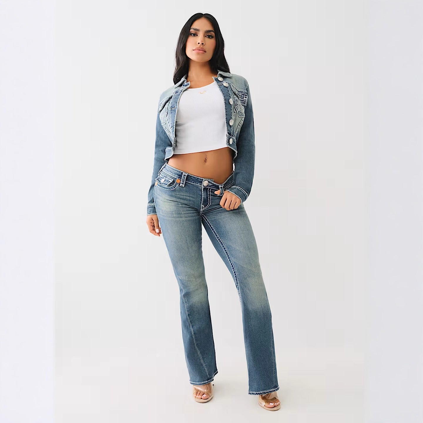 True Religion Horseshoe Embroidery High Waist Skinny Jeans Women Y2K
