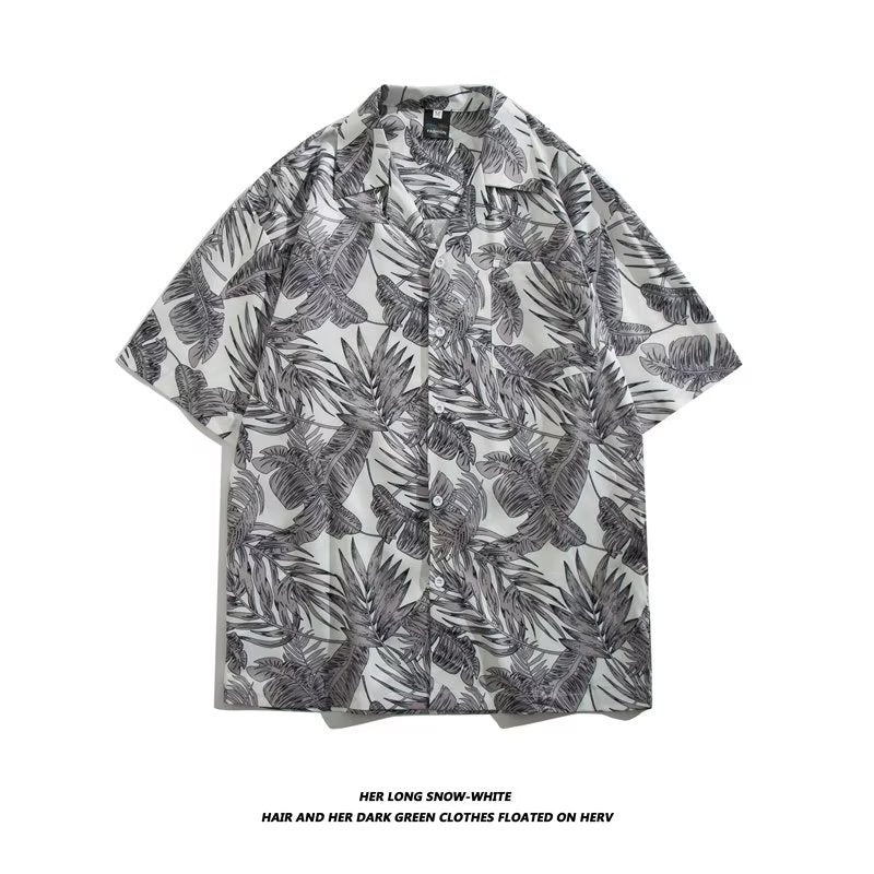 Unisex Vintage Camp Collar Tropical Floral Loose Beach Vacation Shirt 1301-1341