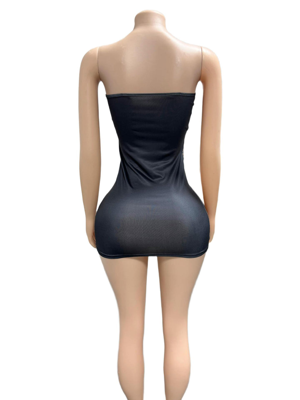 Vintage Tattoo Graphic Print Strapless Bodycon Mini Dress Women