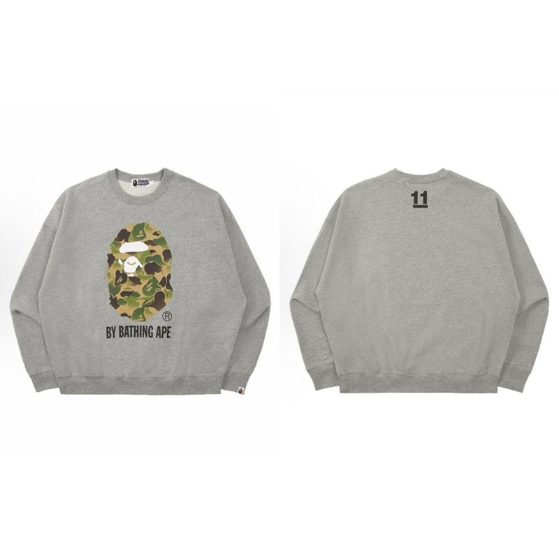 Bape Camo Ape Head Graphic Washed Oversized Crewneck Streetwear
