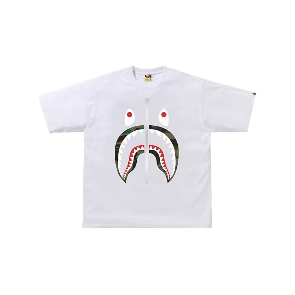 BAPE Ape Head Shark Print Loose Casual Unisex Short Sleeve T-Shirt