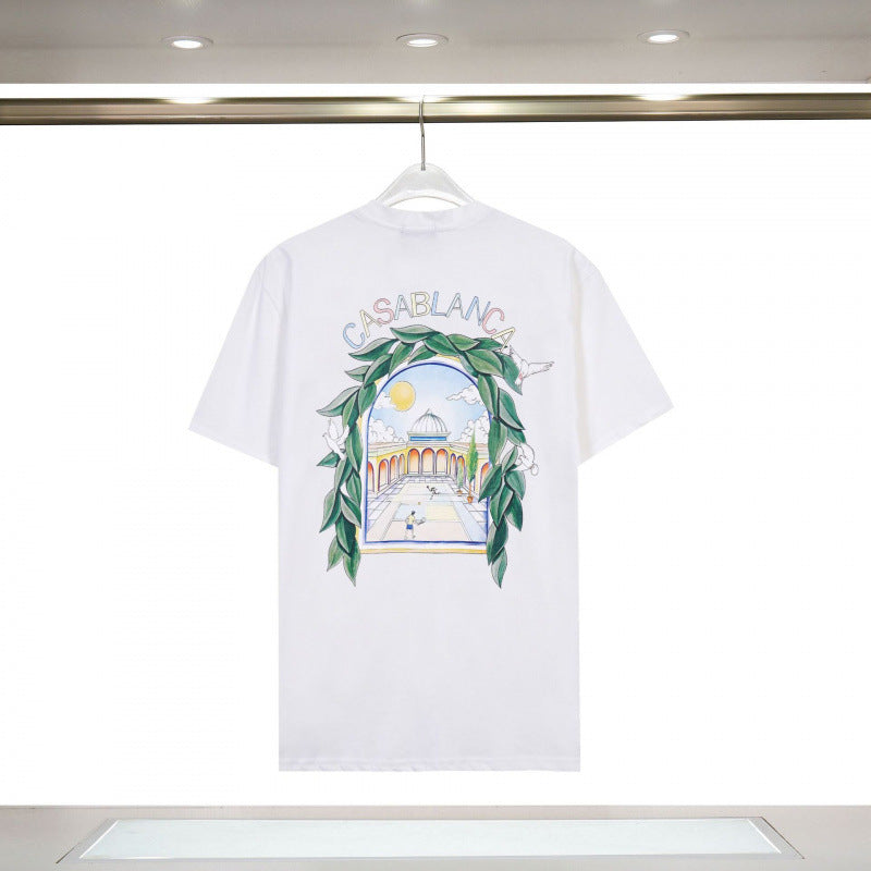 Casablanca Casa Letter Art Print Crew Neck Short Sleeve Tee Unisex