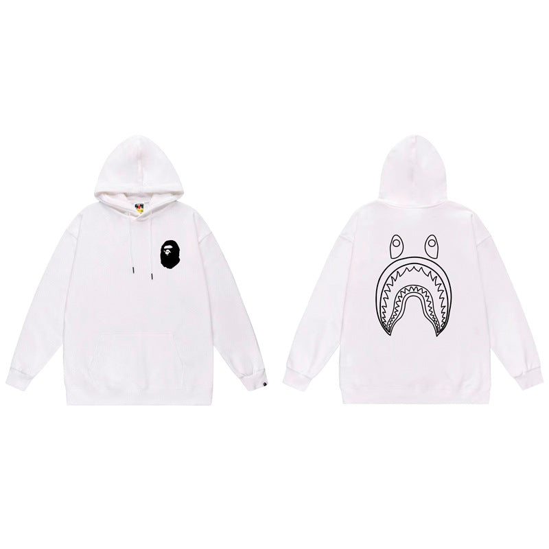 BAPE x Stussy Shark Graphic Hoodie Street Cotton Pullover Sweatshirt
