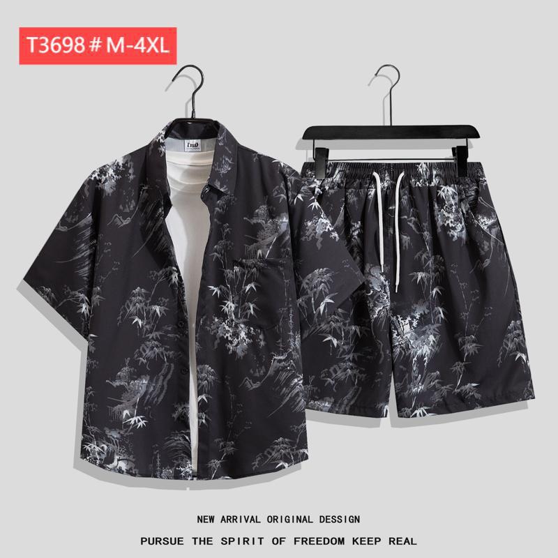 Couple Hawaiian Floral Set Loose 5 Inch Shorts T3664-T3699