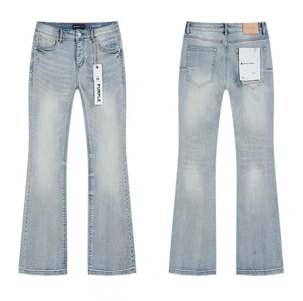 Purple Brand Men Stretch Skinny Ripped Printed Embroidered Denim Jeans