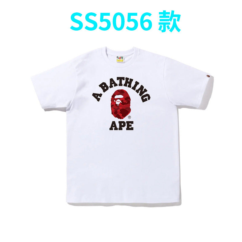 BAPE Shark Camo Graphic Tee Loose Unisex Streetwear T-Shirt