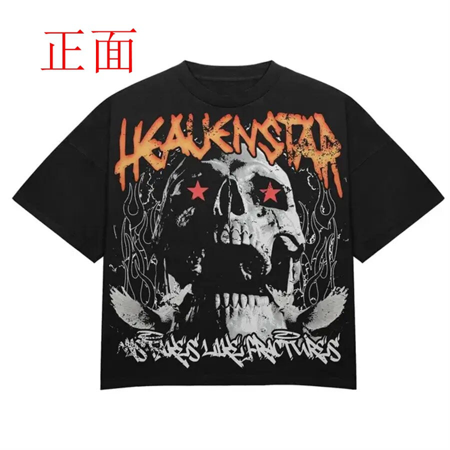 Warzone Studios Style Y2K Doppelseitiges Graffiti Oversized Vintage Baumwoll-T-Shirt