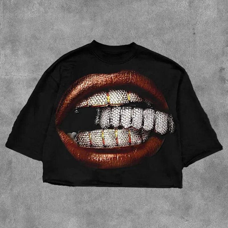 Y2K Punk Vintage Rap Graphic Unisex Oversized Streetwear Baumwoll T-Shirt
