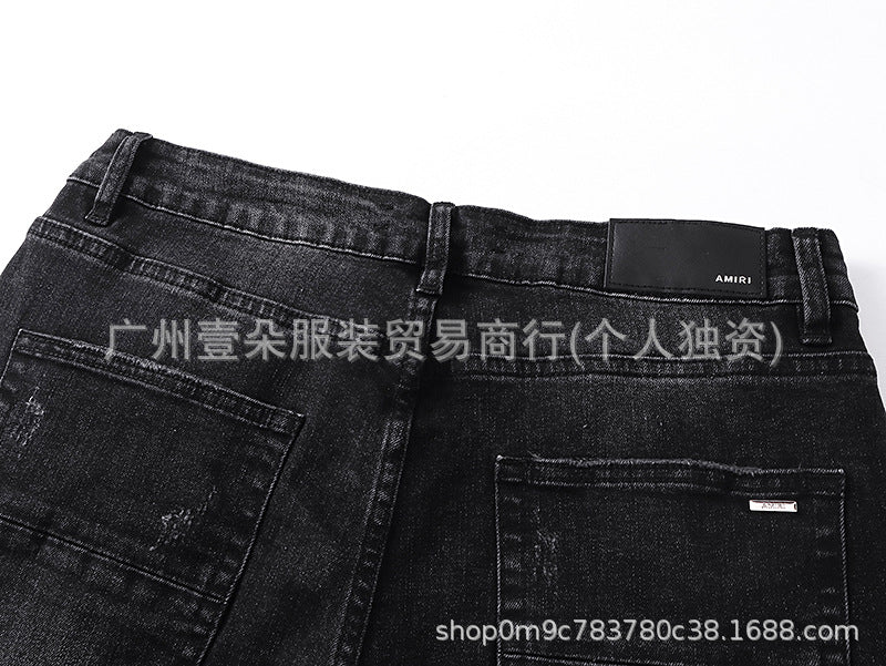 Amiri Washed Distressed Embroidered Slim Tapered Denim Jeans Unisex