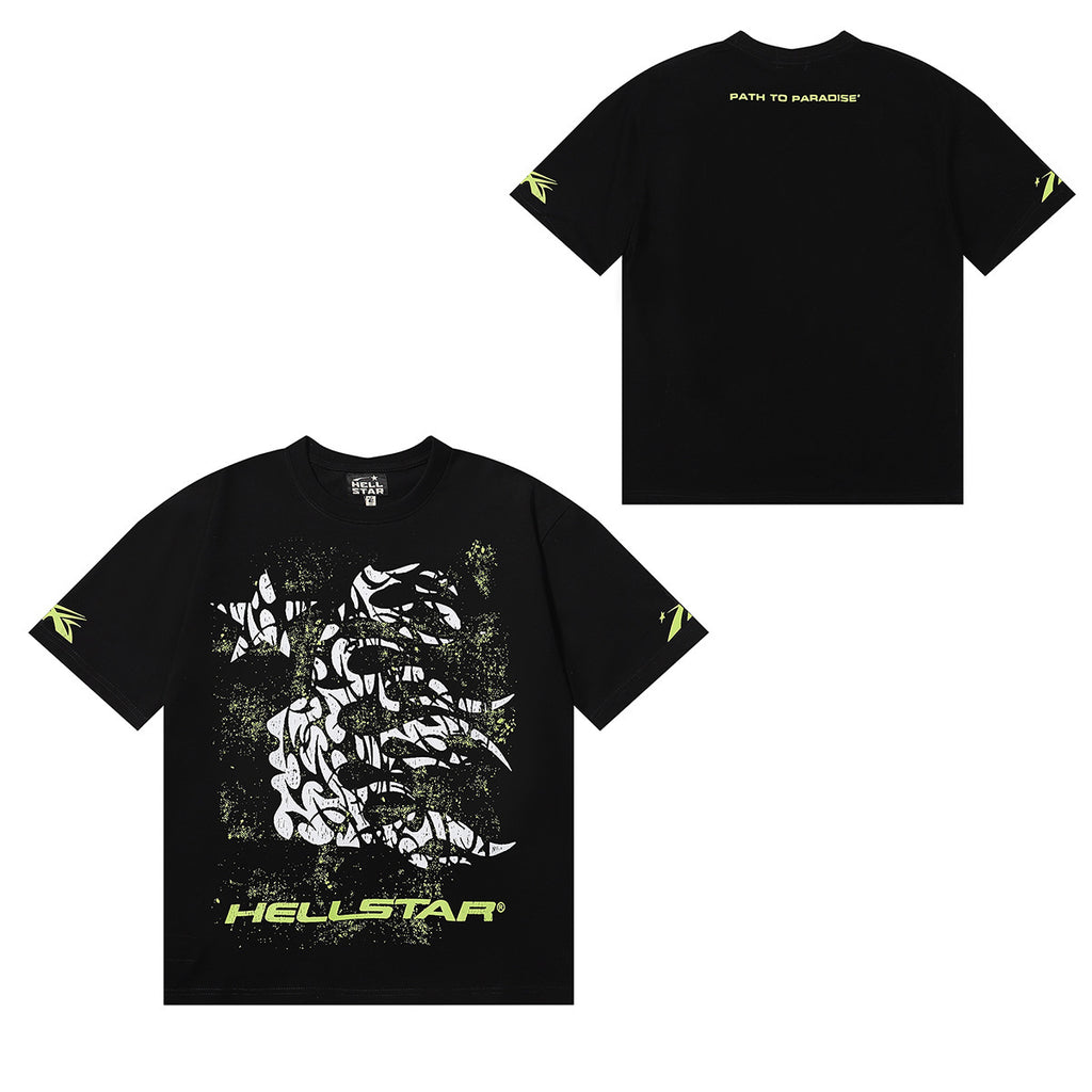 Hellstar Series Vintage Graphic Print Loose Unisex Streetwear T-Shirt