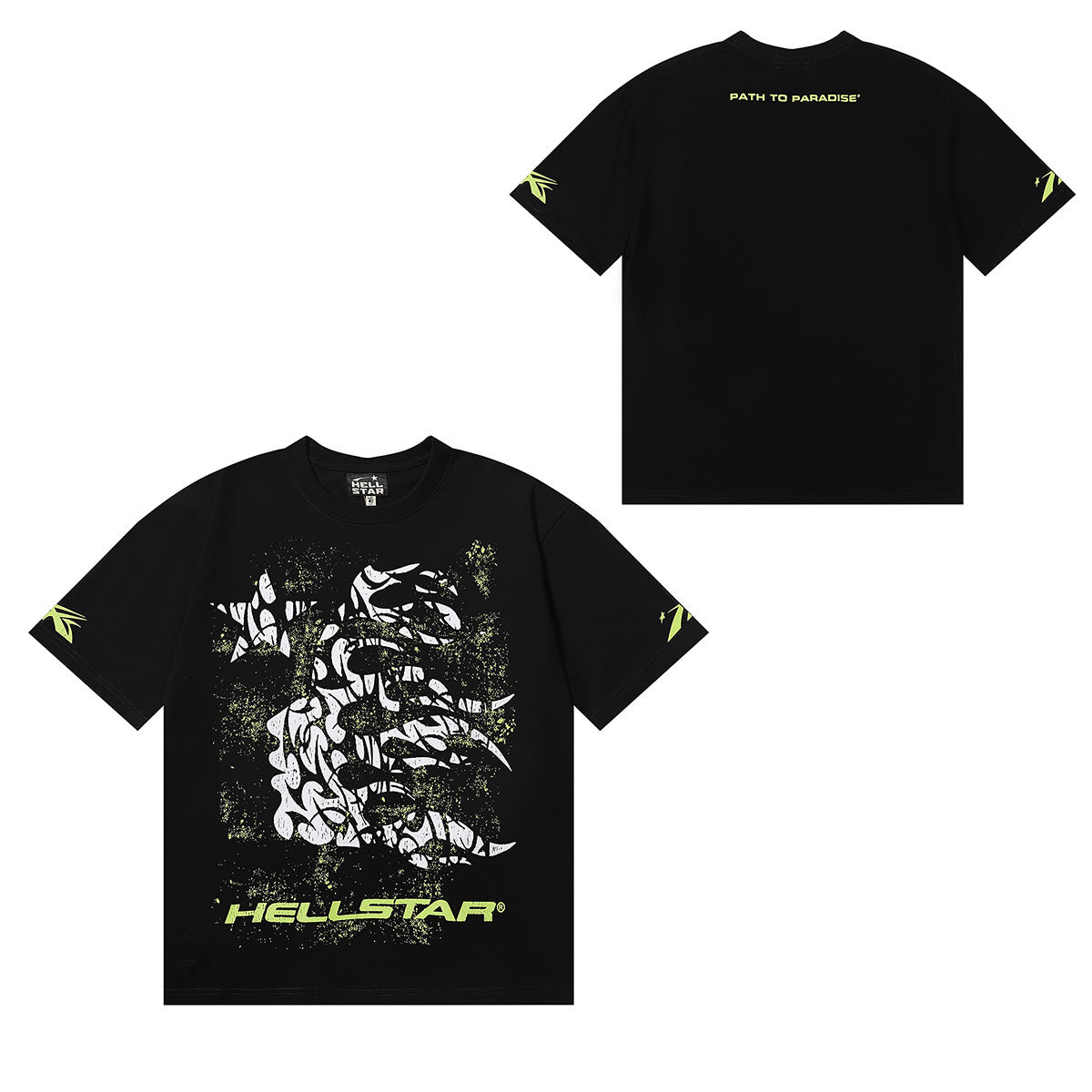 Hellstar Series Vintage Graphic Print Loose Unisex Streetwear T-Shirt