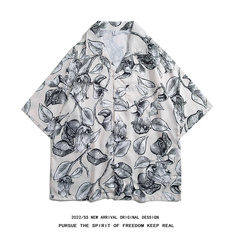 Mens Camp Collar Tropical Hawaiian Floral Short Sleeve Beach Shirt  South2101-2126