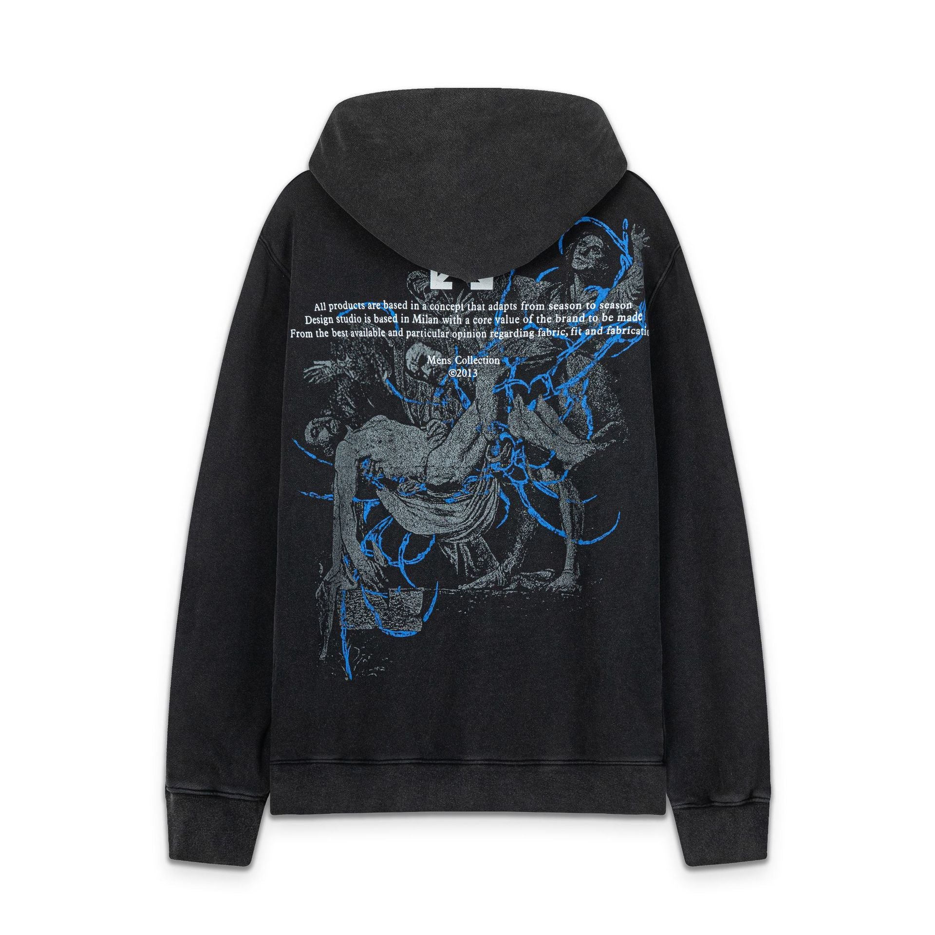 Off-White Pocket Portrait Letter Print Pullover Hoodie Unisex