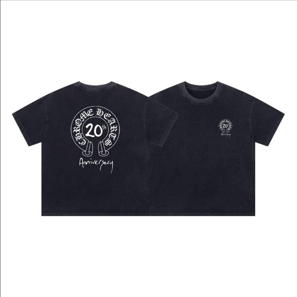 Chrome Hearts Color Sanskrit Cross Print Short Tee Unisex Y2K