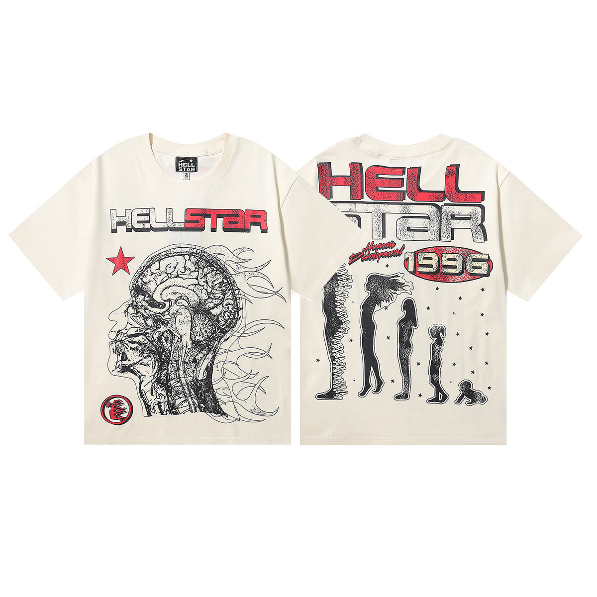 Hellstar Series Vintage Graphic Print Loose Unisex Streetwear T-Shirt