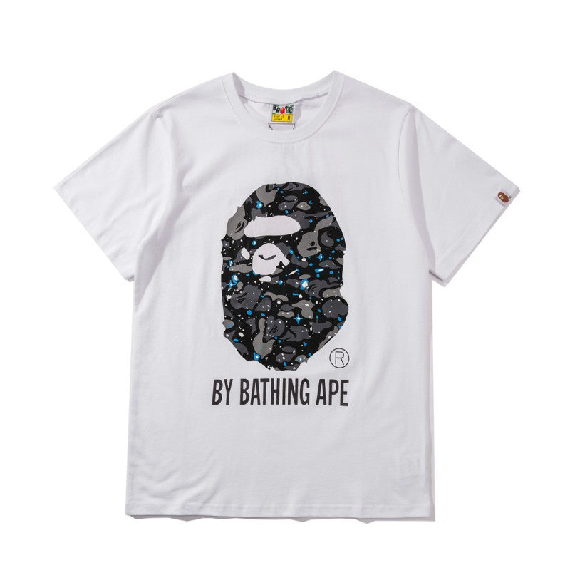 BAPE Camo Shark Ape Head Print Crew Neck Short Sleeve T‑Shirt Unisex