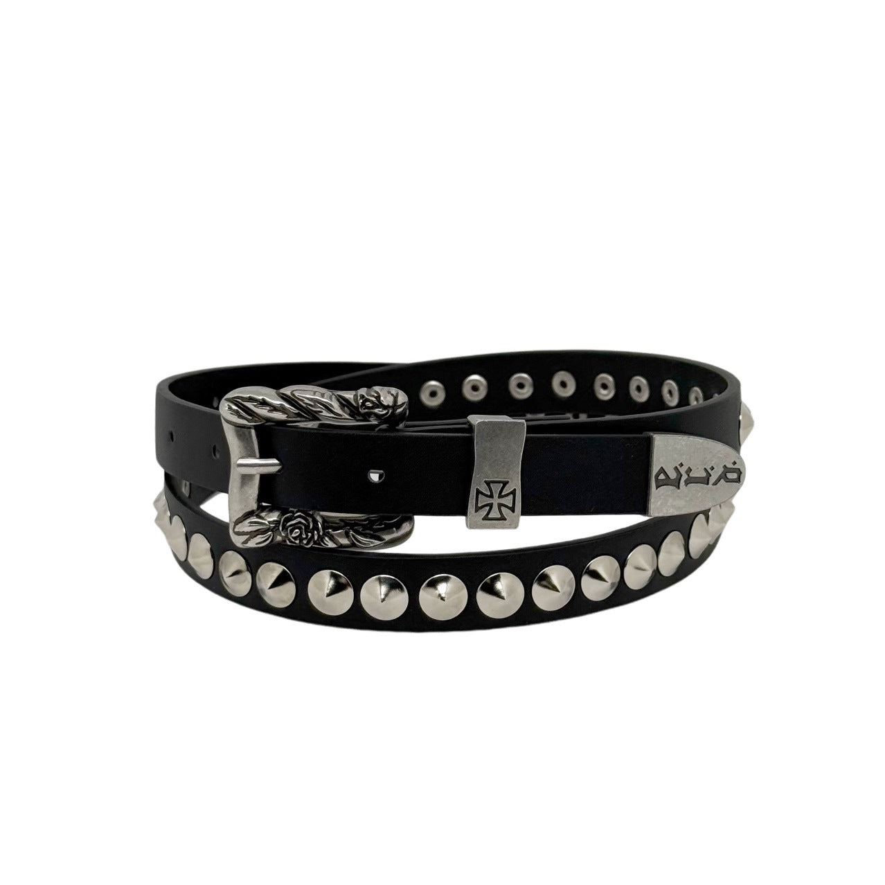 ERD Punk Stud Cross Metal Buckle Vintage Narrow Belt Y2K Unisex