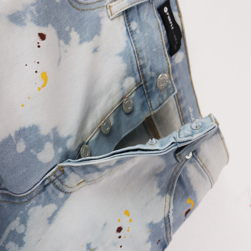 Purple Brand Splash Paint Ripped Skinny Denim Jeans Unisex