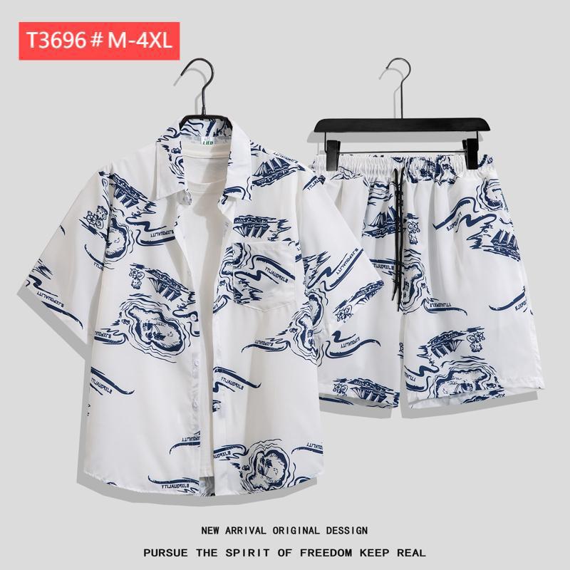 Couple Hawaiian Floral Set Loose 5 Inch Shorts T3664-T3699