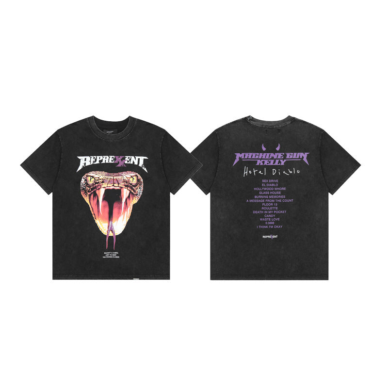 Represent Shark Washed Graphic Oversized Tee Streetwear Unisex