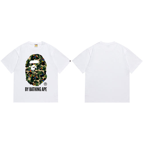 Bape Camo Ape‑Head Graphic Oversized Tee Streetwear Unisex