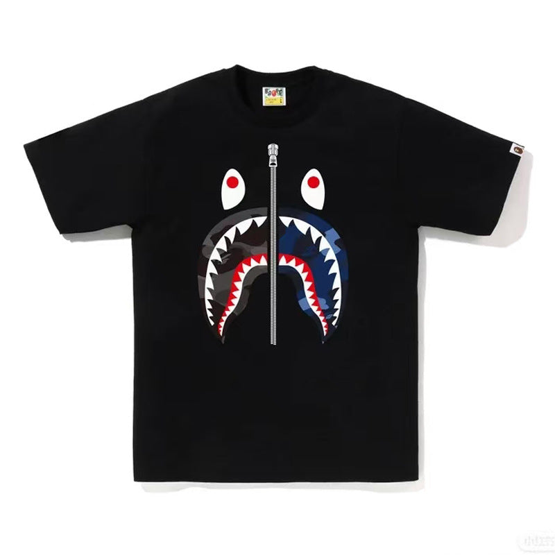 BAPE Ape Head Shark Print Unisex Casual T-Shirt