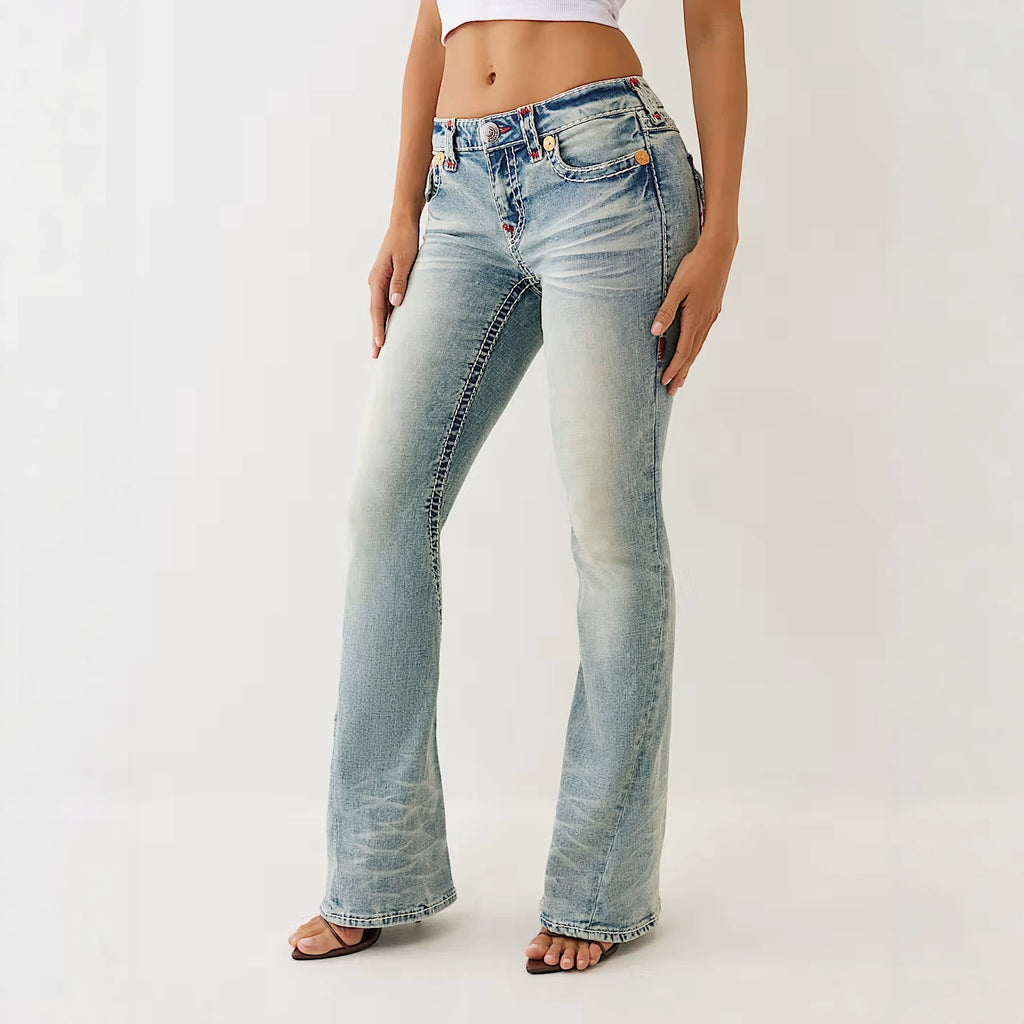 True Religion Horseshoe Embroidery Micro Flare Jeans Women Y2K