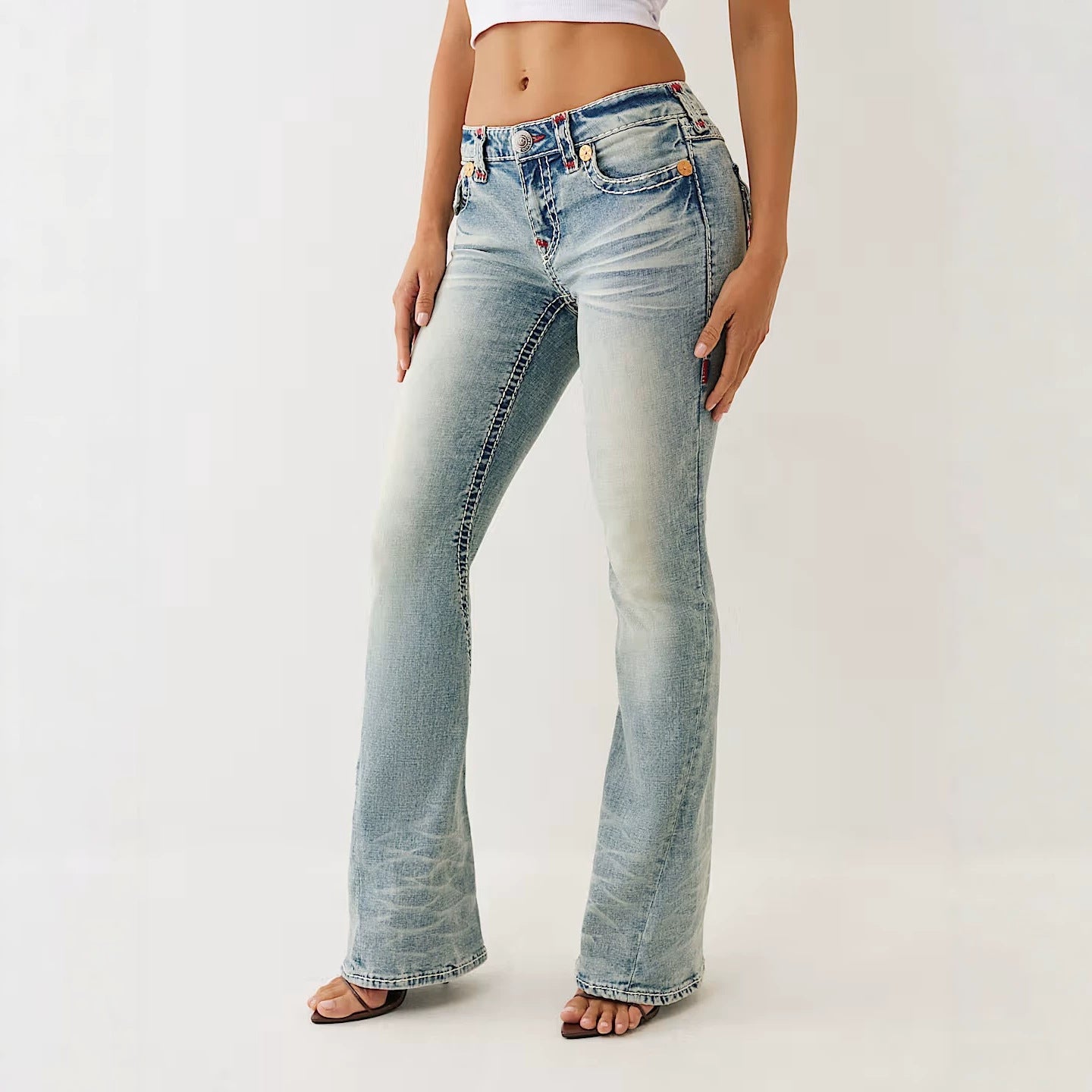 True Religion Horseshoe Embroidery Micro Flare Jeans Women Y2K