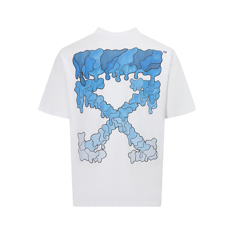 Tape Arrow Graphic Print Streetwear Crew Neck Short Sleeve T Shirt