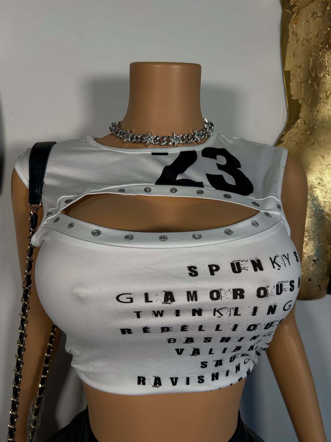 Letter Print Cutout Sleeveless Crop Tank Top Women
