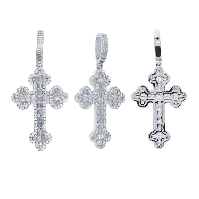 Iced Evil Eye Cross Pendant Hip Hop Chain Necklace