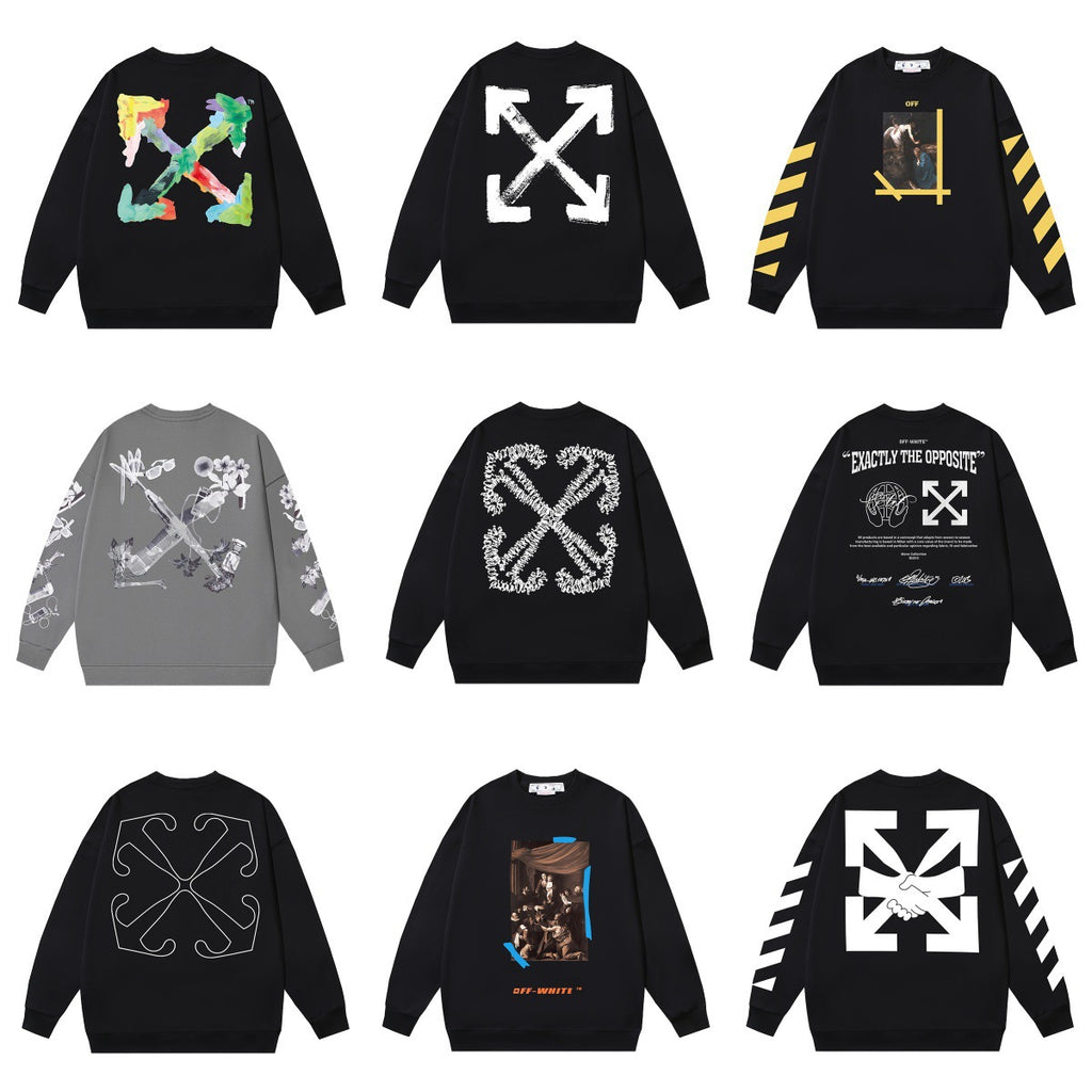 Off-White Multi Graphic Arrow Logo Unisex Crew Neck Sweatshirt