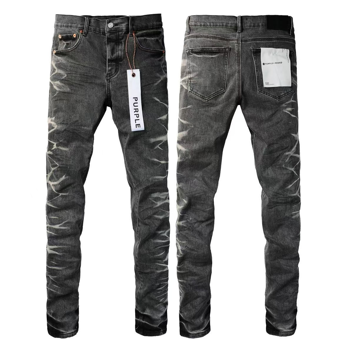 Purple Brand Men Stretch Skinny Ripped Printed Embroidered Denim Jeans