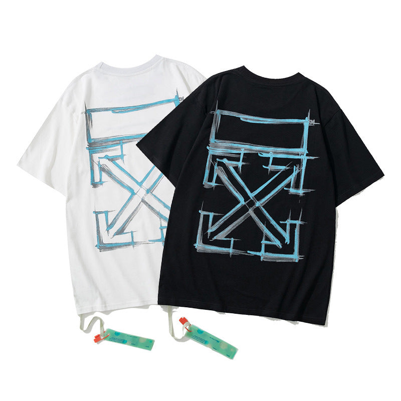 Off‑White Melt Arrow Gradient Splash Ink Crew Neck T‑Shirt Unisex