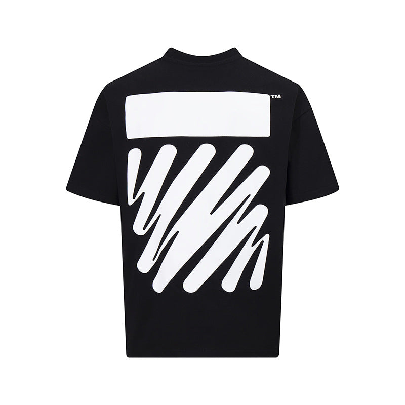 Tape Arrow Graphic Print Streetwear Crew Neck Short Sleeve T Shirt