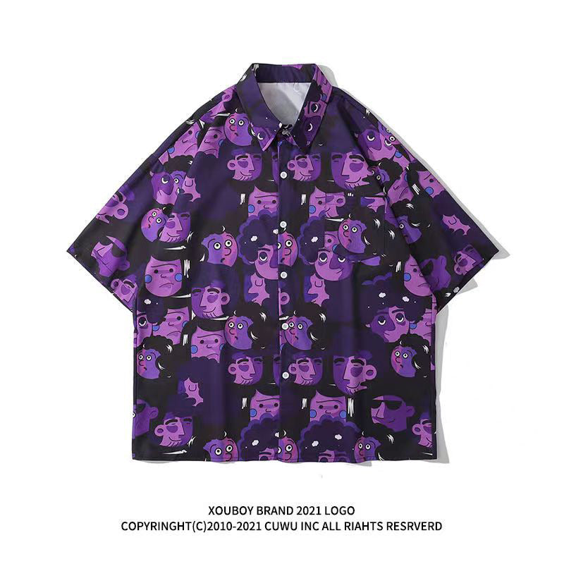 Mens Tropical Hawaiian Floral Loose Short Sleeve Summer Shirt 8002-8034