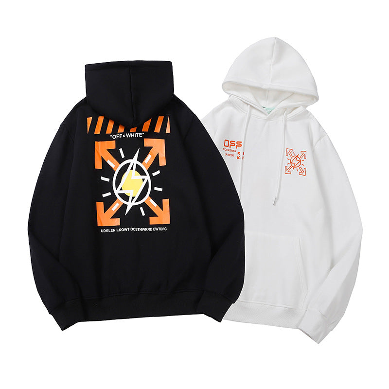 Off White Arrow Graphic Print Hoodie Streetwear Unisex