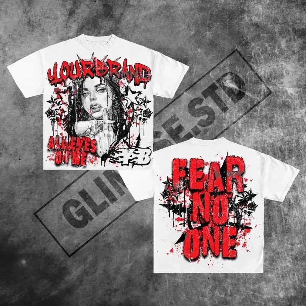 Y2K Punk Gothic Streetwear Grafik Unisex Oversized Baumwoll T-Shirt
