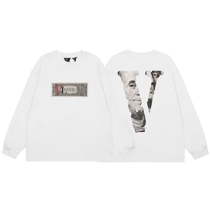 VLONE Big V Graphic Long Sleeve Tee Streetwear Cotton Oversized Shirt