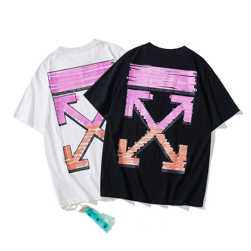 Off‑White Melt Arrow Gradient Splash Ink Crew Neck T‑Shirt Unisex