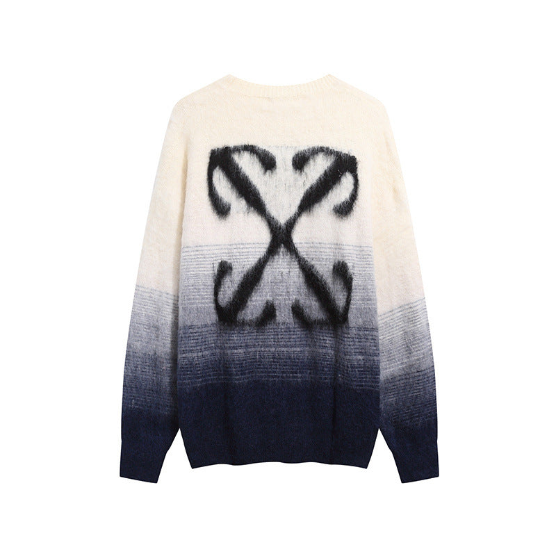 Off-White Arrow Mohair Sweater Gradient Fluffy Knit Pullover & Hoodie