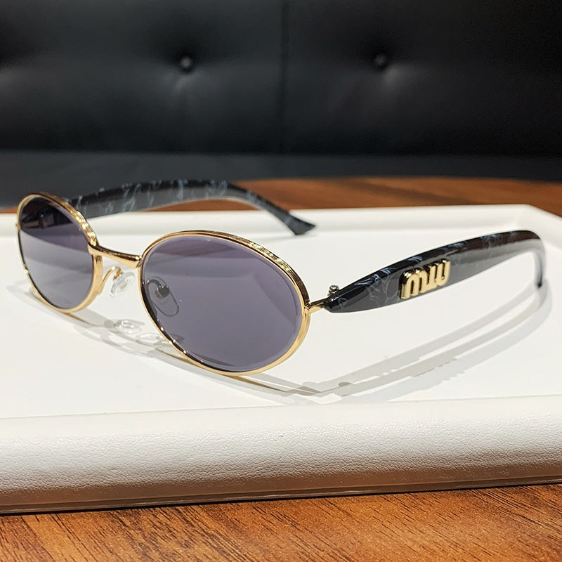 Miu Miu SMU52YS Sardine Oval Metal Sunglasses Gradient Lens Women Y2K