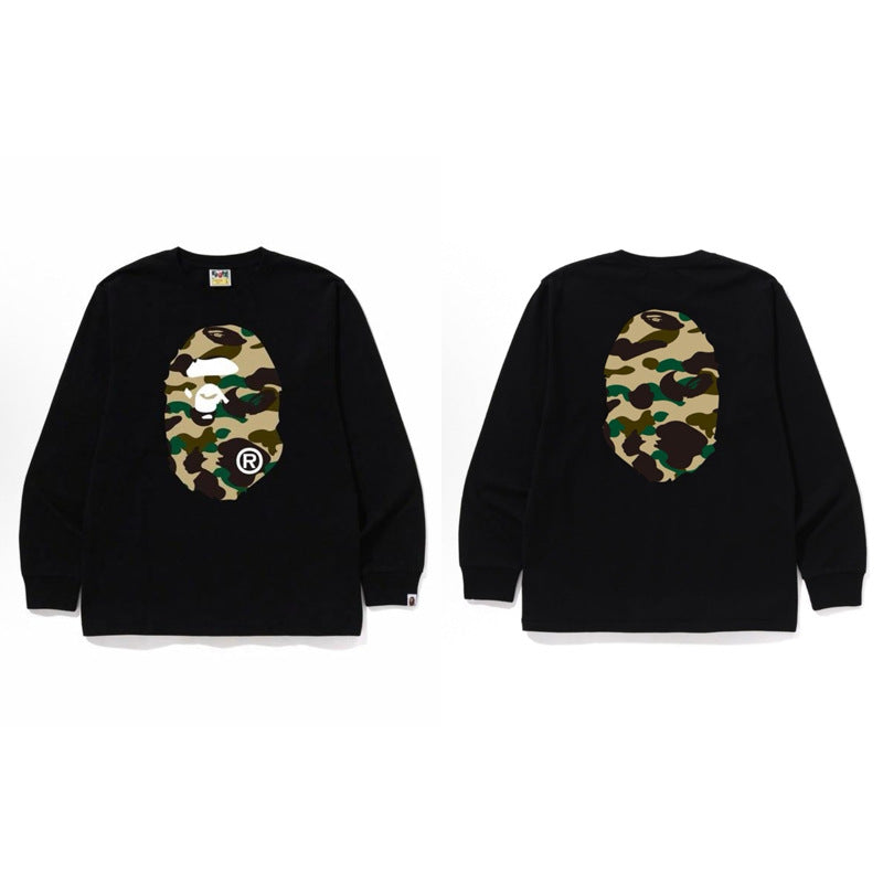 Bape Baby Milo Camo Ape Head Graphic Oversized Long Sleeve Tee Street